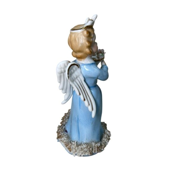 Vintage Ardalt  Angel Candleholder Japan Spaghetti Lace Blue - Picture 2 of 6